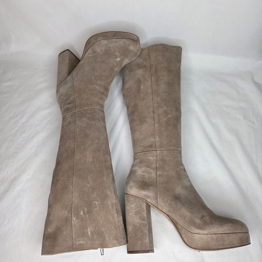 Steve Madden Taupe Suede Block Heeled Frankie Azura Boots Women's 9M - Picture 5 of 9